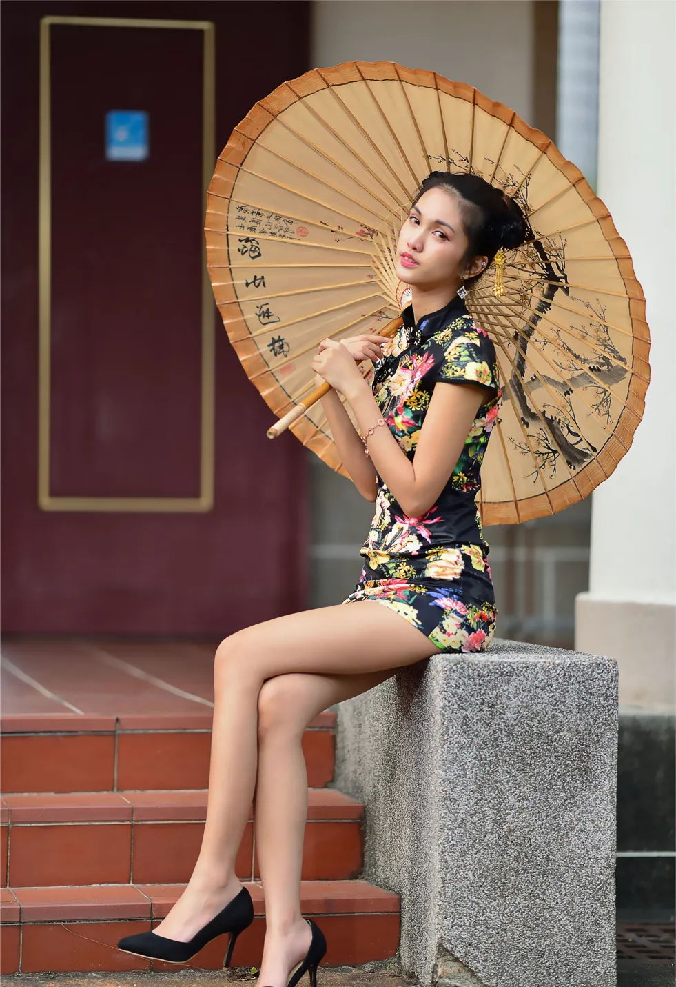 [Mzsock] NO.191 Chen Mengxin short cheongsam high heels beautiful legs street photography#[100P]-2